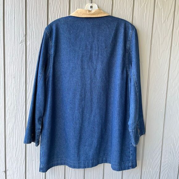 VTG Jantzen Denim Chore Coat Faux Suede Trim Utility Jacket M - Picture 3 of 8